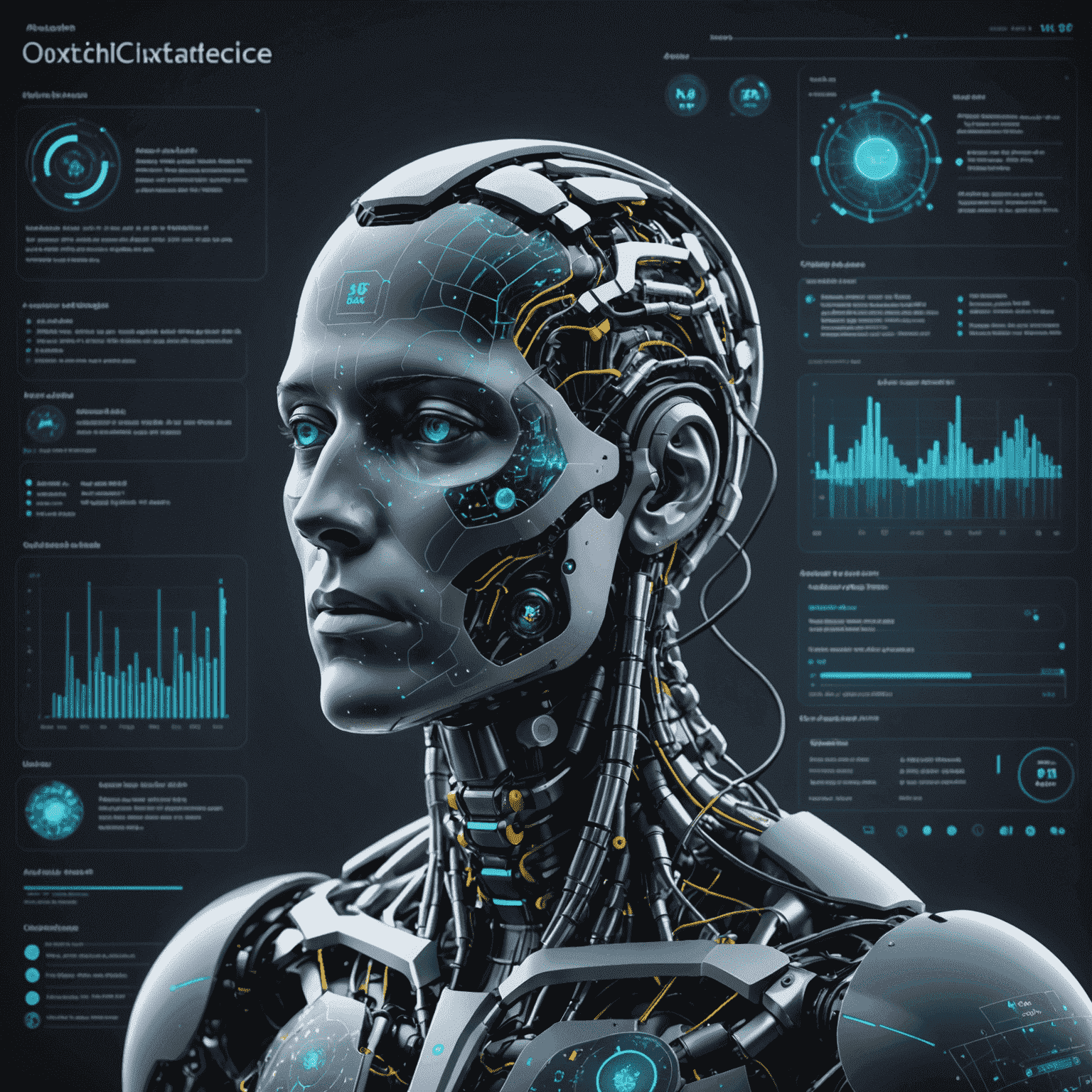 Vizualizare a interfeței prooximetr cu elemente de inteligență artificială și grafice de analiză